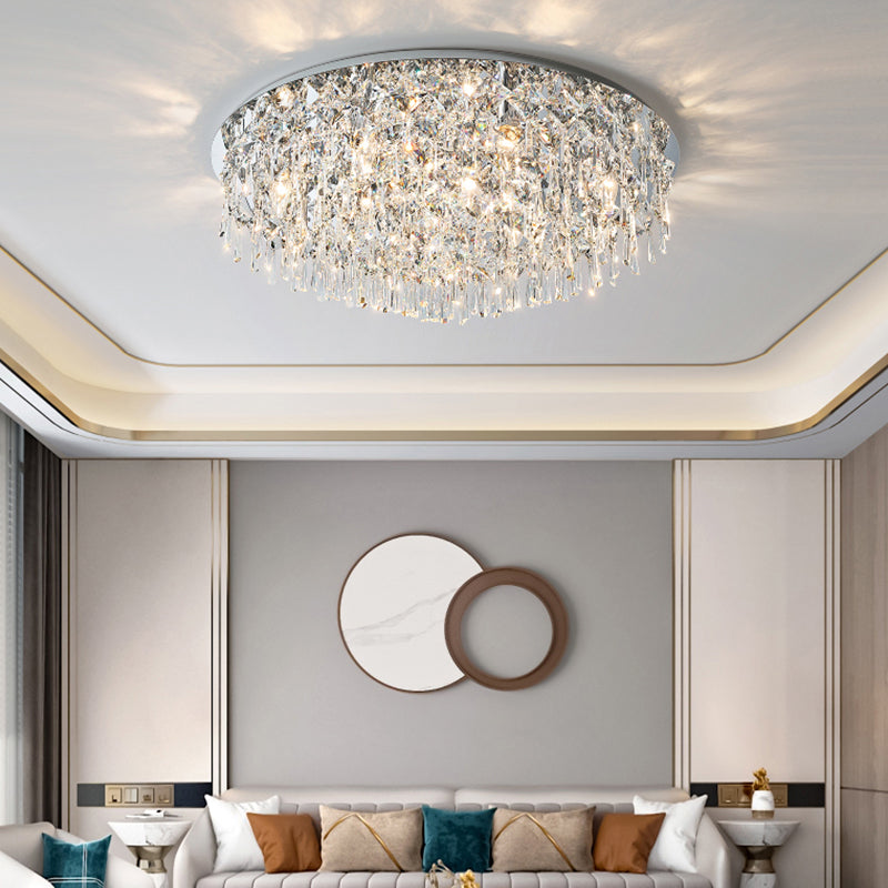 Contemporary Tapered Flush Light Fixture Cristallo Flushmount Illuminazione in Argento