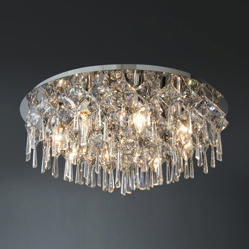 Contemporary Tapered Flush Light Fixture Crystal Flushmount Lighting in Silver