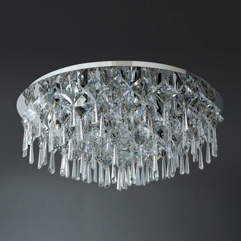 Contemporary Tapered Flush Light Fixture Cristallo Flushmount Illuminazione in Argento