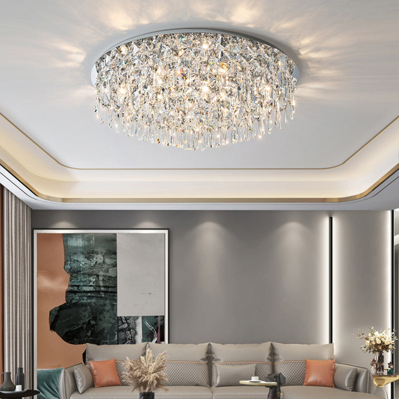 Contemporary Tapered Flush Light Fixture Crystal Flushmount Lighting in Silver