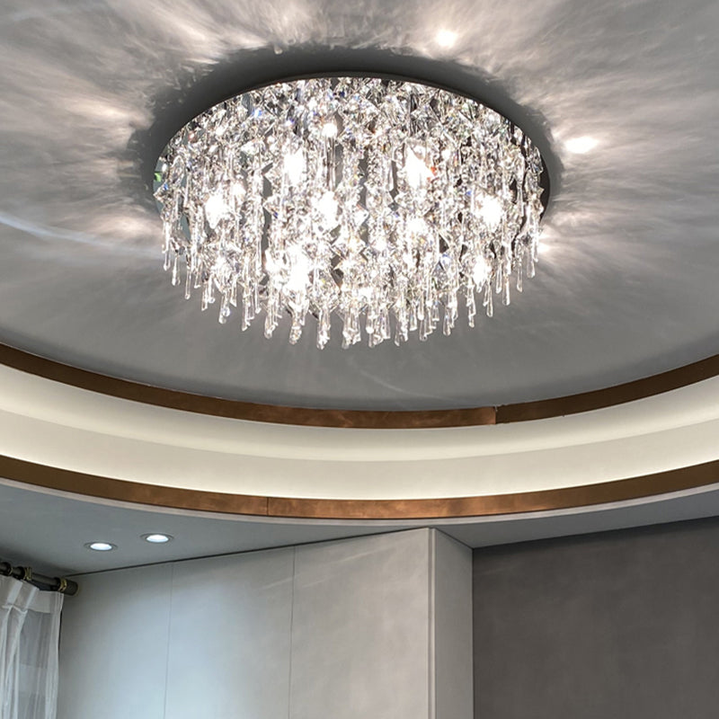 Contemporary Tapered Flush Light Fixture Cristallo Flushmount Illuminazione in Argento