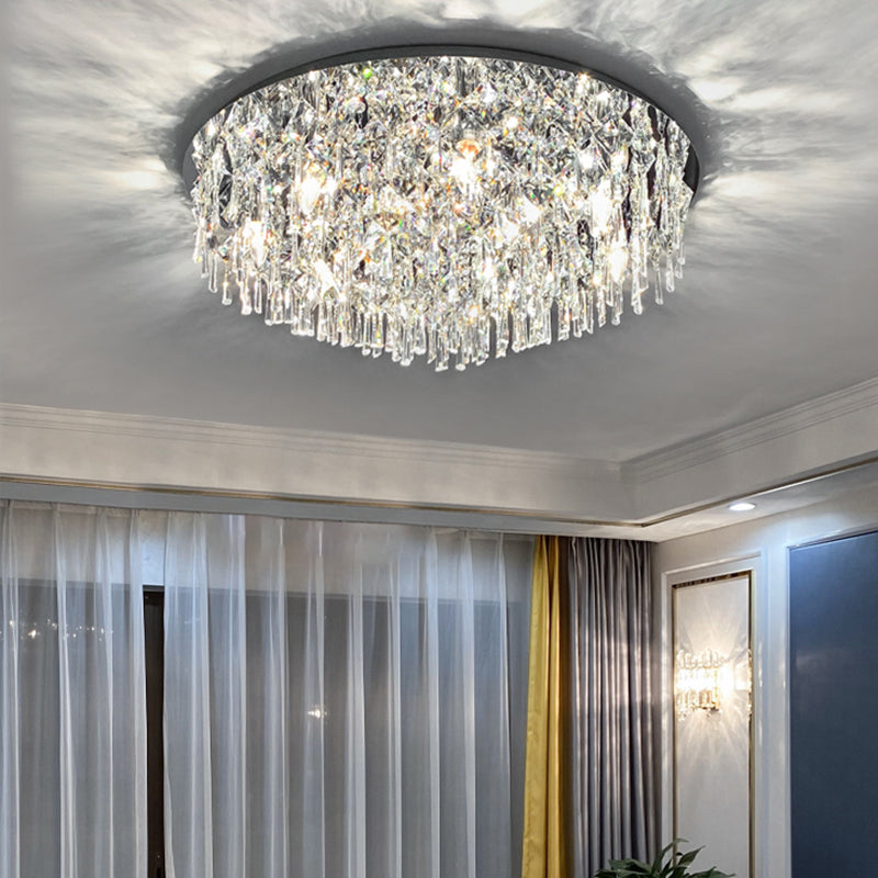 Hedendaagse Tapered Flush Light Fixture Crystal Flushmount Verlichting in Zilver