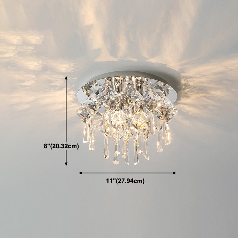 Contemporary Tapered Flush Light Fixture Crystal Flushmount Lighting in Silver