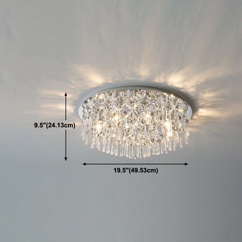 Contemporary Tapered Flush Light Fixture Crystal Flushmount Lighting in Silver