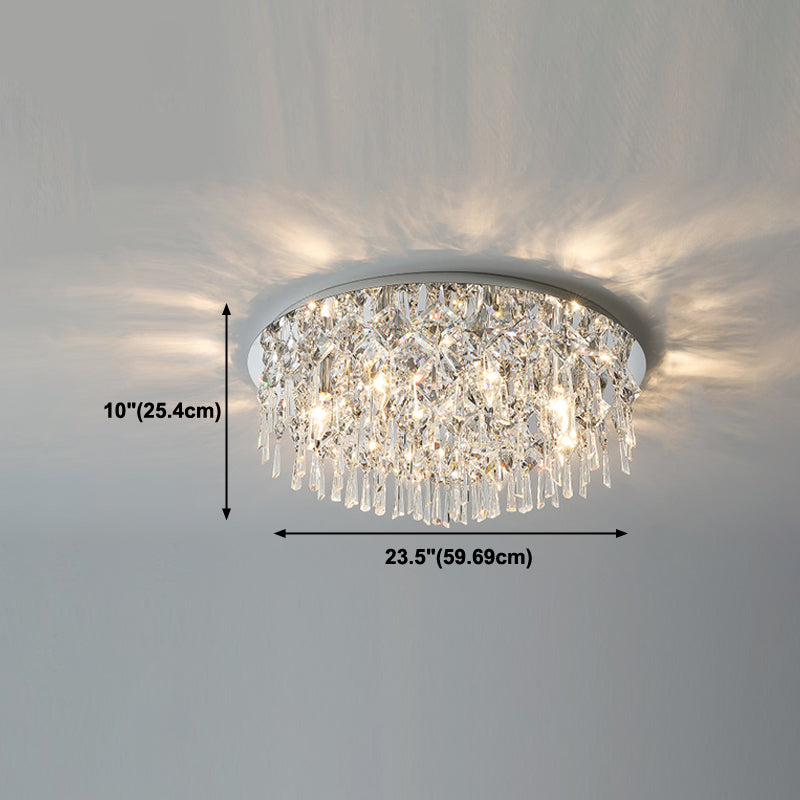 Contemporary Tapered Flush Light Fixture Crystal Flushmount Lighting in Silver