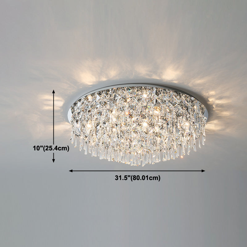 Contemporary Tapered Flush Light Fixture Crystal Flushmount Lighting in Silver