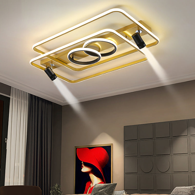 Modern Geometric Ceiling Light Metal Multi Light Track Flush Mount Light for Living Room