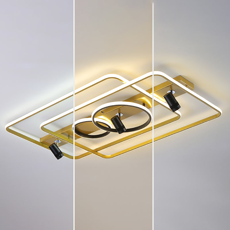 Modern Geometric Ceiling Light Metal Multi Light Track Flush Mount Light for Living Room