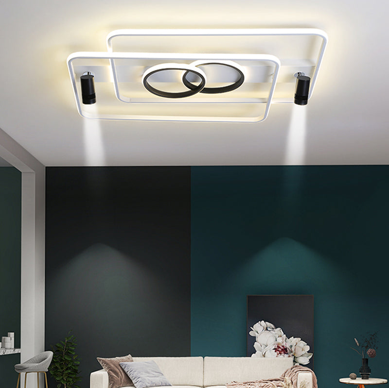 Modern Geometric Ceiling Light Metal Multi Light Track Flush Mount Light for Living Room