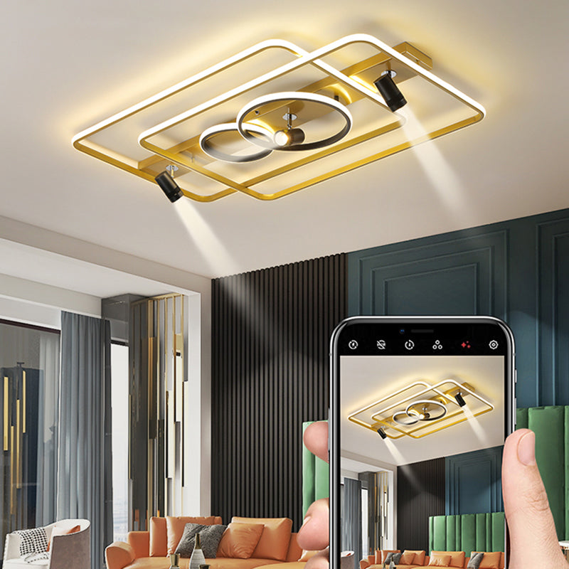 Modern Geometric Ceiling Light Metal Multi Light Track Flush Mount Light for Living Room