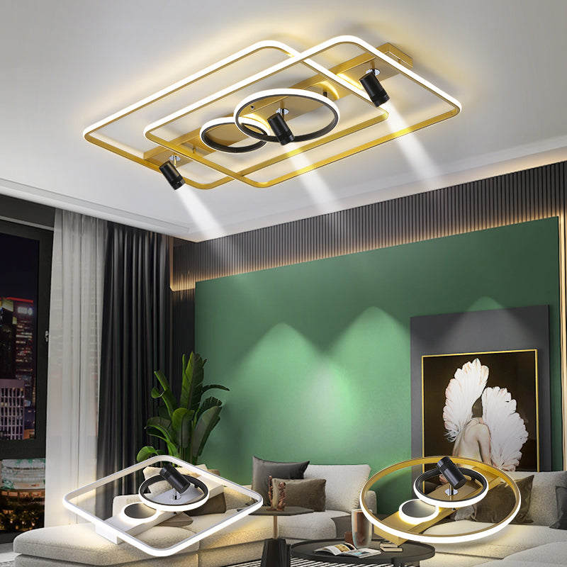 Modern Geometric Ceiling Light Metal Multi Light Track Flush Mount Light for Living Room