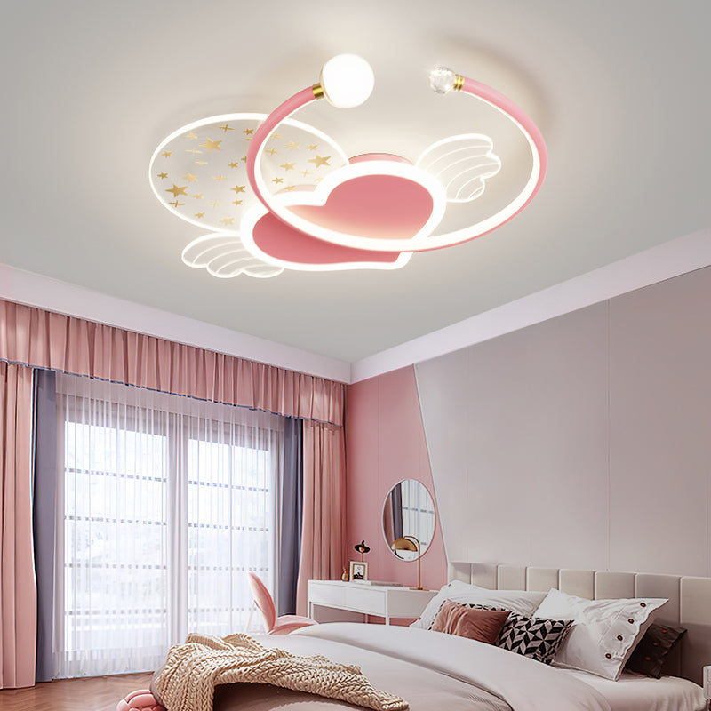 Metal Heart Shape Ceiling Mount Light Lovely Style LED Ceiling Light for Kid's Room