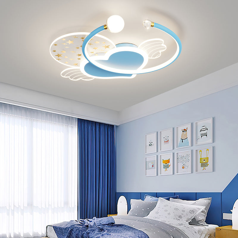 Metal Heart Shape Ceiling Mount Light Lovely Style LED Ceiling Light for Kid's Room