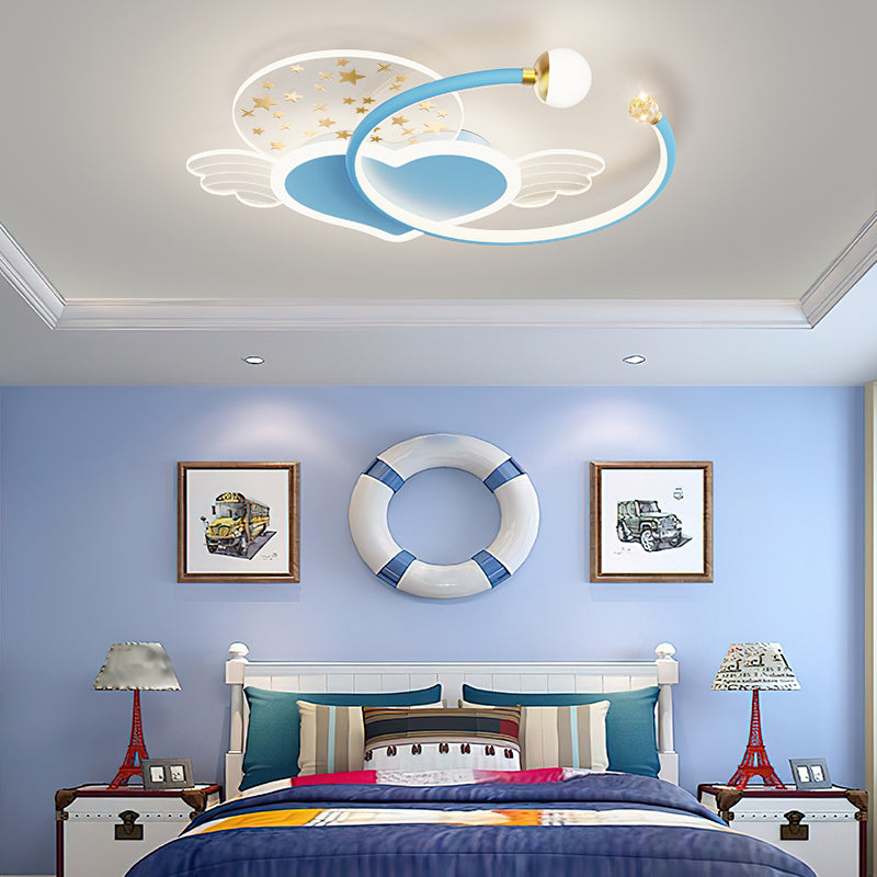 Metal Heart Shape Ceiling Mount Light Lovely Style LED Ceiling Light for Kid's Room