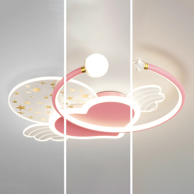 Metal Heart Shape Ceiling Mount Light Lovely Style LED Ceiling Light for Kid's Room