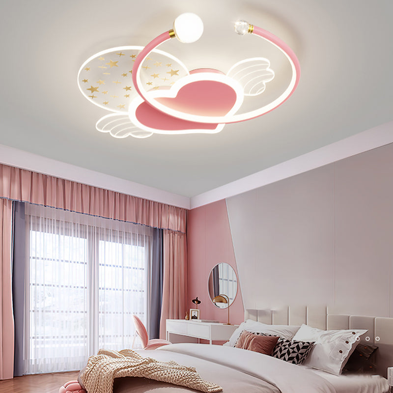 Metal Heart Shape Ceiling Mount Light Lovely Style LED Ceiling Light for Kid's Room