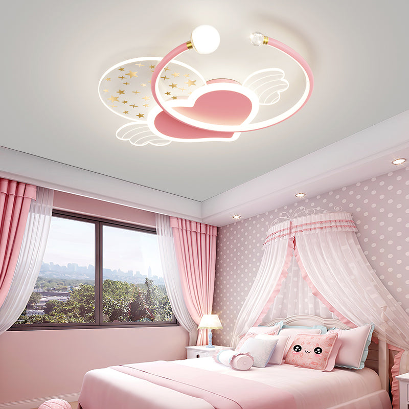 Metal Heart Shape Ceiling Mount Light Lovely Style LED Ceiling Light for Kid's Room