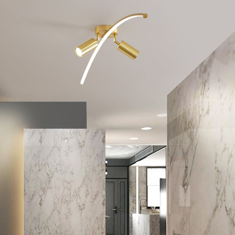 Modern Brass Ceiling Light Linear 3 Lights Flush Mount Ceiling Light for Bedroom