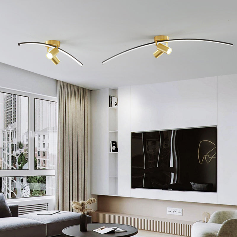 Modern Brass Massimale Light Linear 3 Luci Flush Montaggio Soffitto Luce per Bedroom