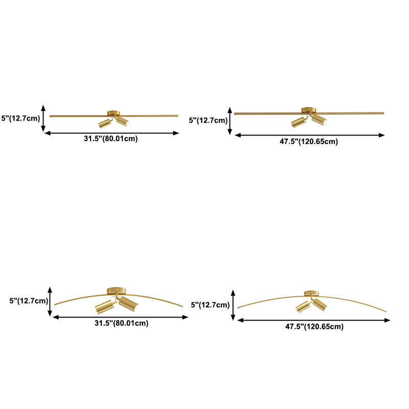 Moderne Deckenleuchte aus Messing, linear, 3 Leuchten, Unterputz-Deckenleuchte für Schlafzimmer