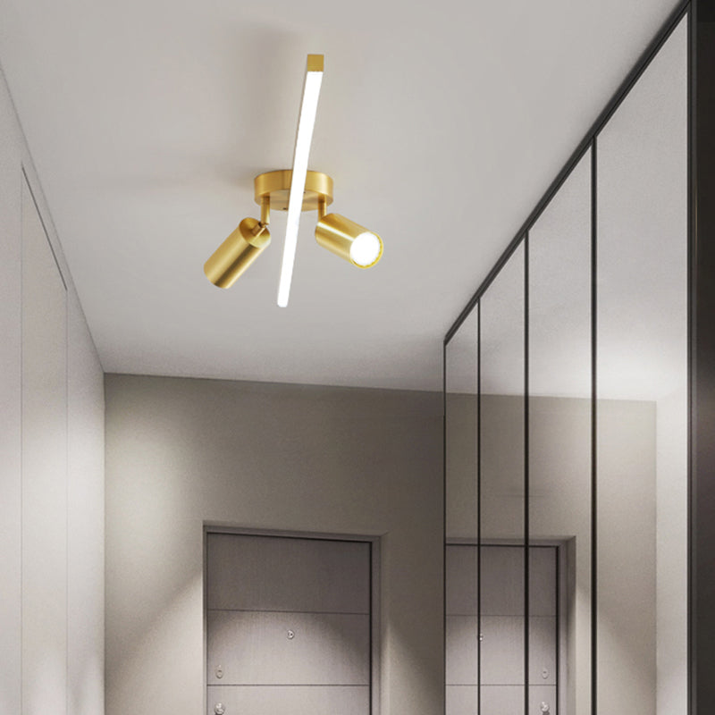 Modern Brass Massimale Light Linear 3 Luci Flush Montaggio Soffitto Luce per Bedroom