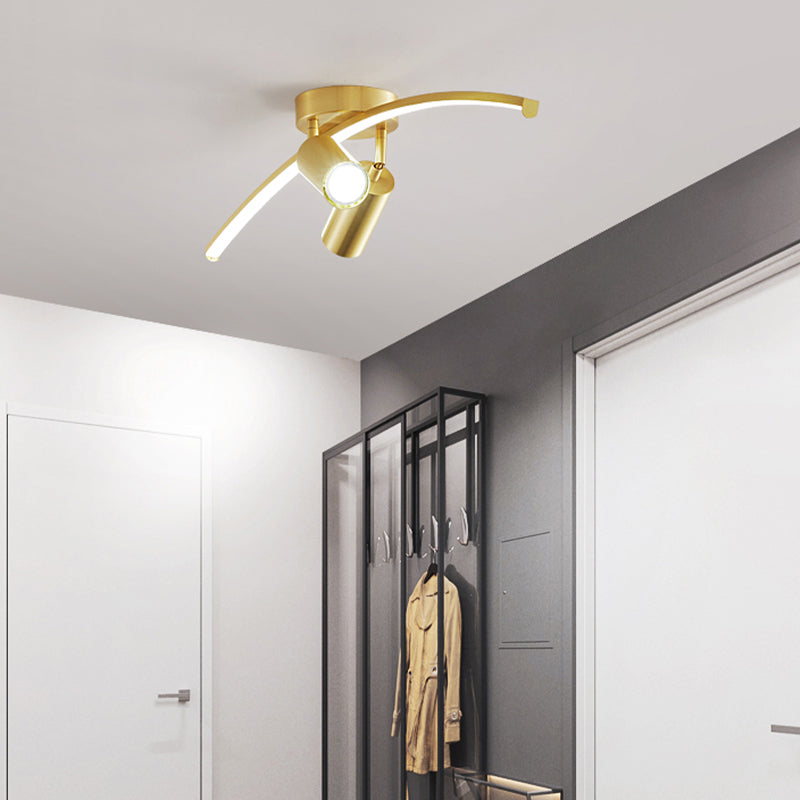 Modern Brass Ceiling Light Linear 3 Lights Flush Mount Ceiling Light for Bedroom