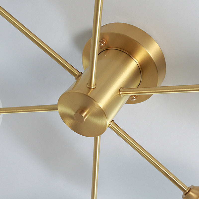 Lampada da soffitto moderna in ottone con paralume in vetro per soggiorno