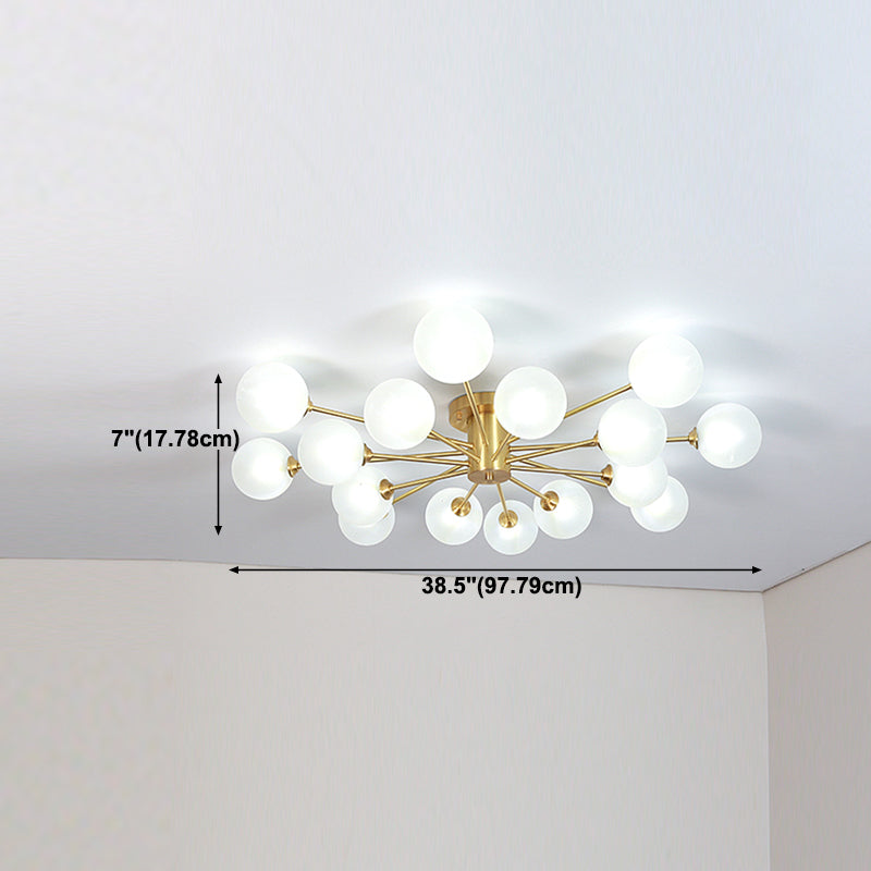 Modern Brass Ceiling Light Glass Shade Flush Mount Light for Living Room