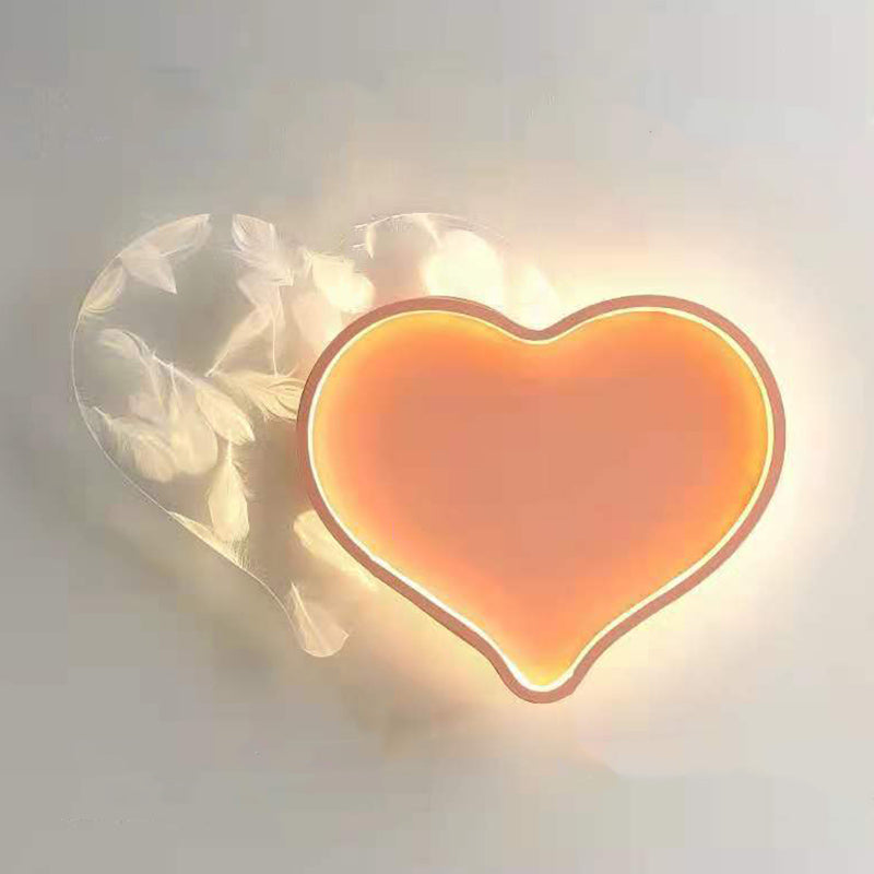 1 luz de techo con forma de corazón, iluminación de techo de metal de estilo moderno para sala de estar