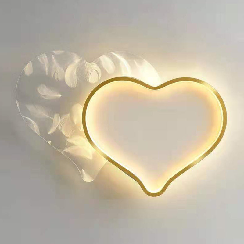 1 luz de techo con forma de corazón, iluminación de techo de metal de estilo moderno para sala de estar