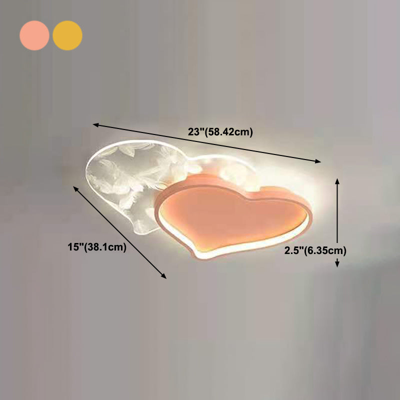 1 luz de techo con forma de corazón, iluminación de techo de metal de estilo moderno para sala de estar