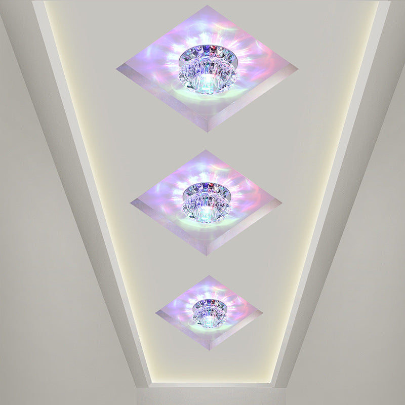 Modern Style Bowl Shape Ceiling Light Crystal 3 Light Ceiling Light with Hole 2-3.5'' Dia