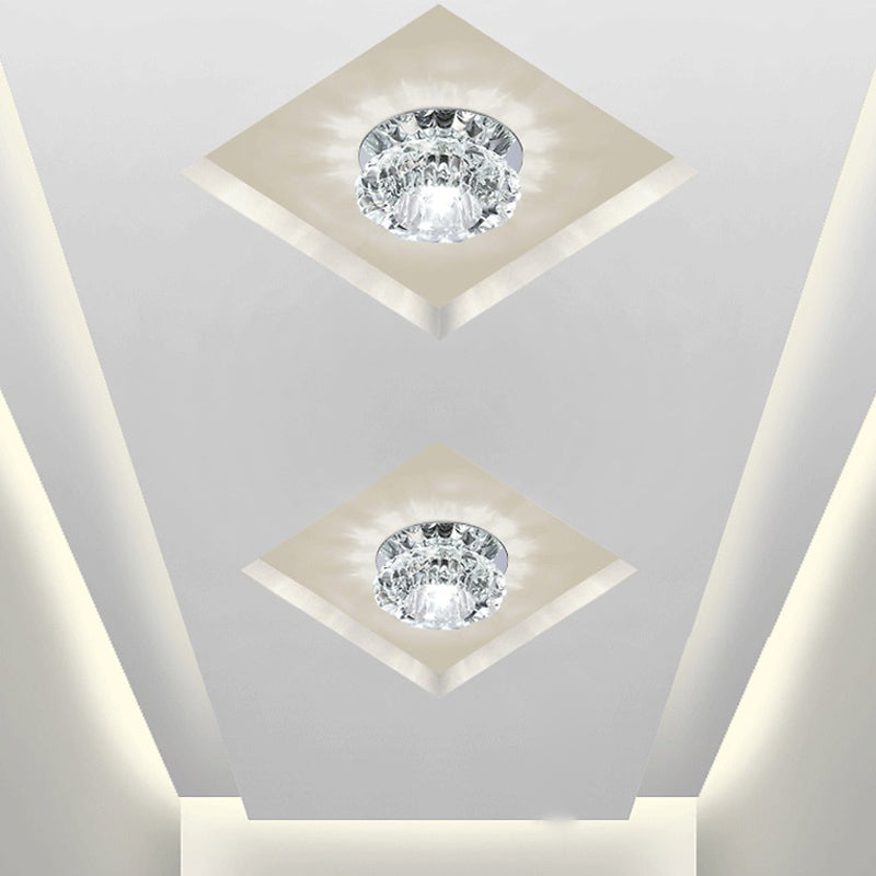 Modern Style Bowl Shape Ceiling Light Crystal 3 Light Ceiling Light with Hole 2-3.5''Dia