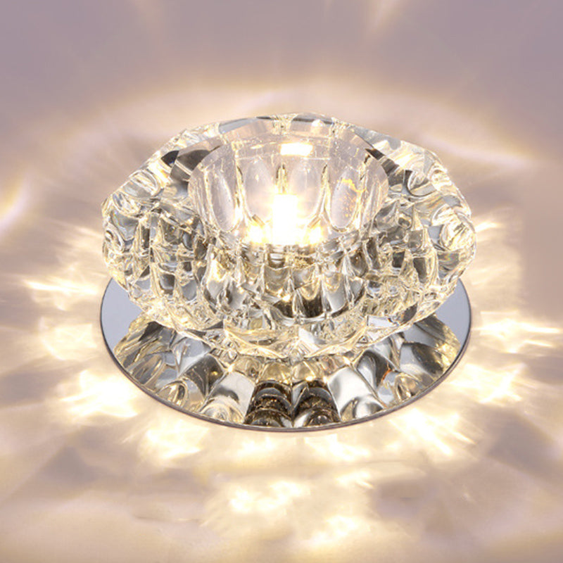 Modern Style Bowl Shape Ceiling Light Crystal 3 Light Ceiling Light with Hole 2-3.5'' Dia