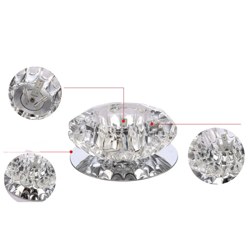 Modern Style Bowl Shape Ceiling Light Crystal 3 Light Ceiling Light with Hole 2-3.5'' Dia