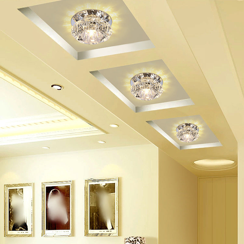 Modern Style Bowl Shape Ceiling Light Crystal 3 Light Ceiling Light with Hole 2-3.5''Dia