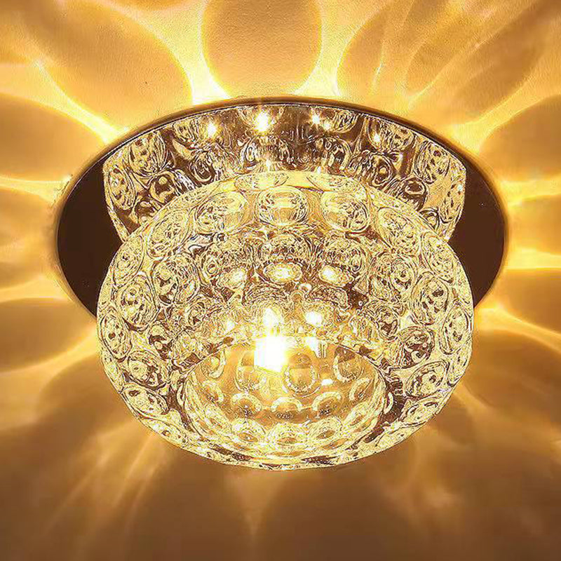 Modern Bowl Shape Ceiling Light Crystal 2 Light Ceiling Light with Hole 2-3.5'' Dia