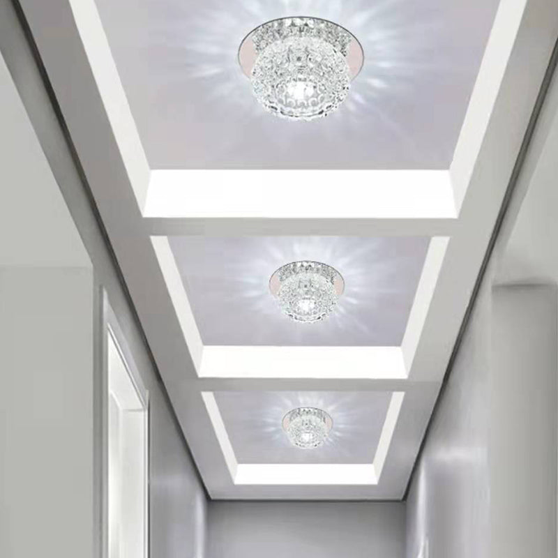 Modern Bowl Shape Ceiling Light Crystal 2 Light Ceiling Light with Hole 2-3.5'' Dia