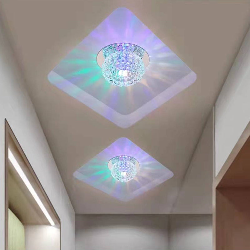 Modern Bowl Shape Ceiling Light Crystal 2 Light Ceiling Light with Hole 2-3.5'' Dia