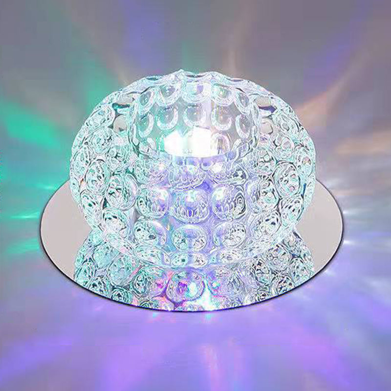 Modern Bowl Shape Ceiling Light Crystal 2 Light Ceiling Light with Hole 2-3.5'' Dia