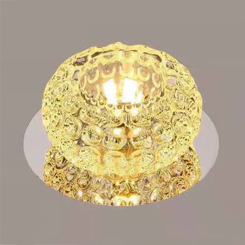 Modern Bowl Shape Ceiling Light Crystal 2 Light Ceiling Light with Hole 2-3.5'' Dia