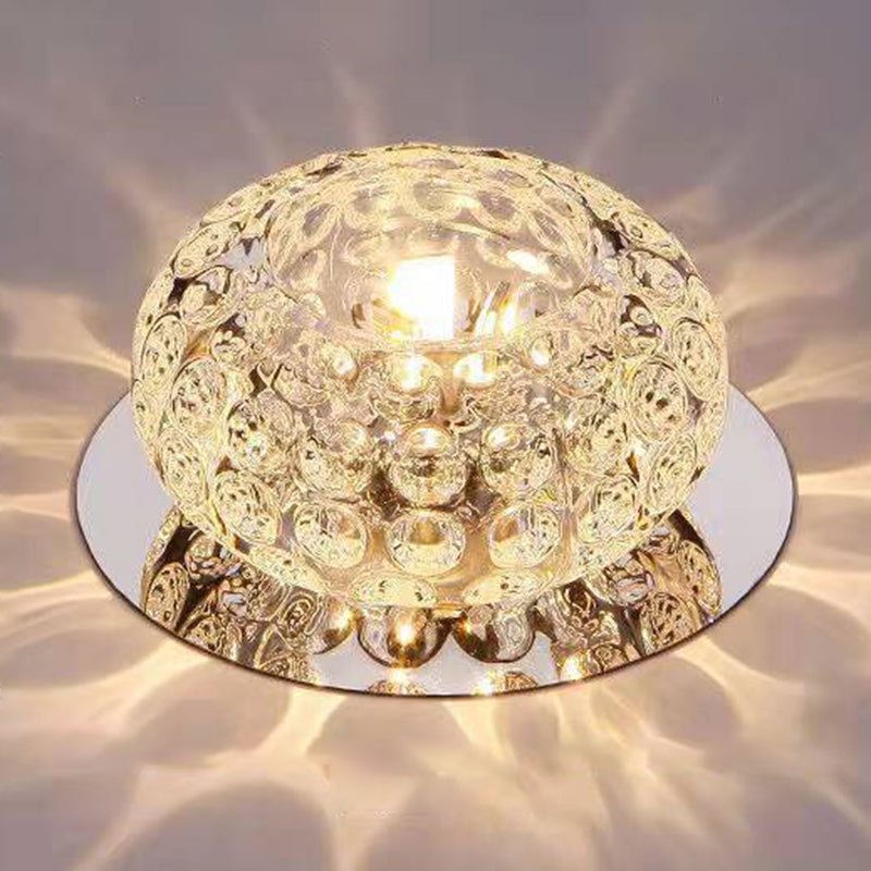 Modern Bowl Shape Ceiling Light Crystal 2 Light Ceiling Light with Hole 2-3.5'' Dia