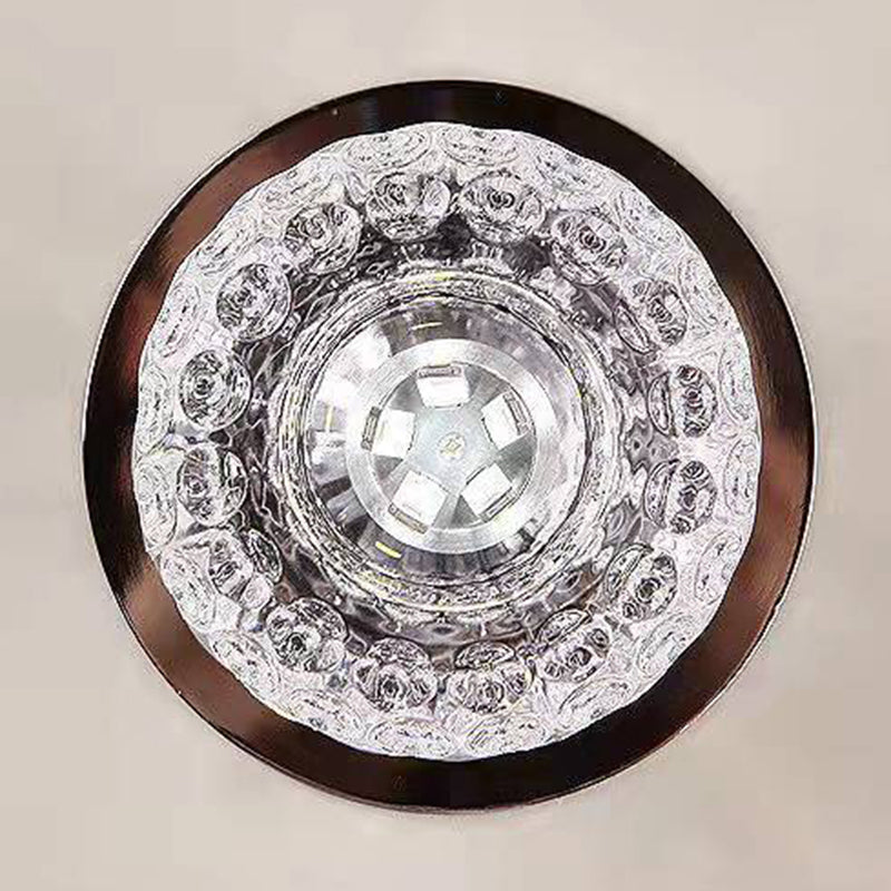 Modern Bowl Shape Ceiling Light Crystal 2 Light Ceiling Light with Hole 2-3.5'' Dia