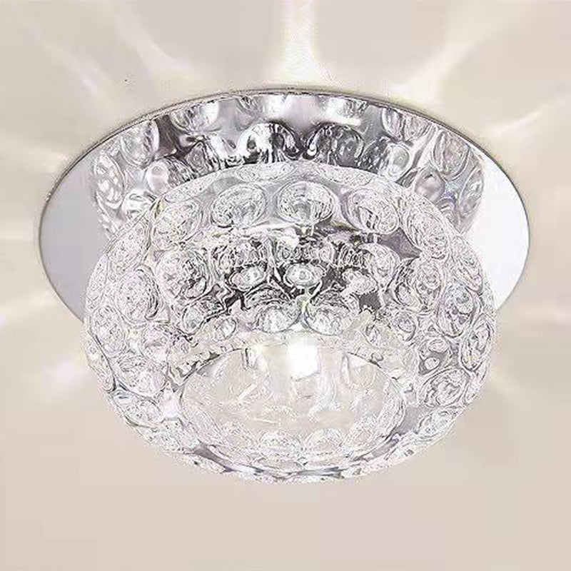 Modern Bowl Shape Ceiling Light Crystal 2 Light Ceiling Light with Hole 2-3.5'' Dia