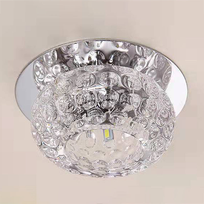 Modern Bowl Shape Ceiling Light Crystal 2 Light Ceiling Light with Hole 2-3.5'' Dia