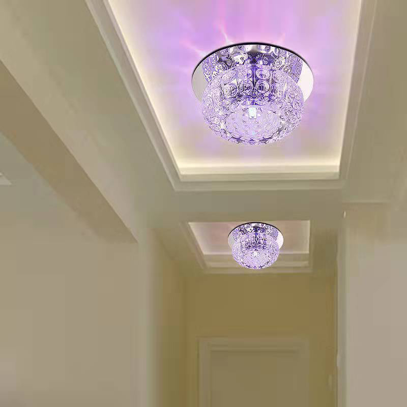 Modern Bowl Shape Ceiling Light Crystal 2 Light Ceiling Light with Hole 2-3.5'' Dia