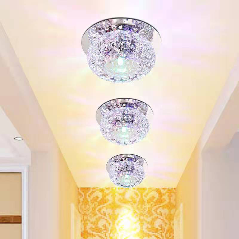 Modern Bowl Shape Ceiling Light Crystal 2 Light Ceiling Light with Hole 2-3.5'' Dia