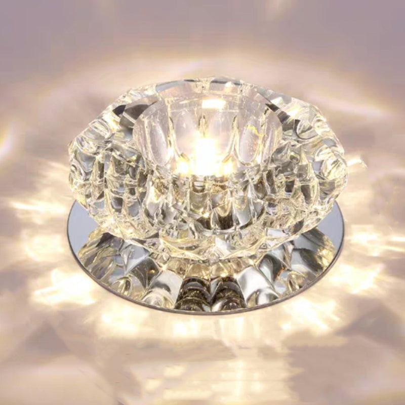 Modern Style Bowl Shape Ceiling Light Crystal 2 Light Ceiling Light with Hole 2-3.5''Dia