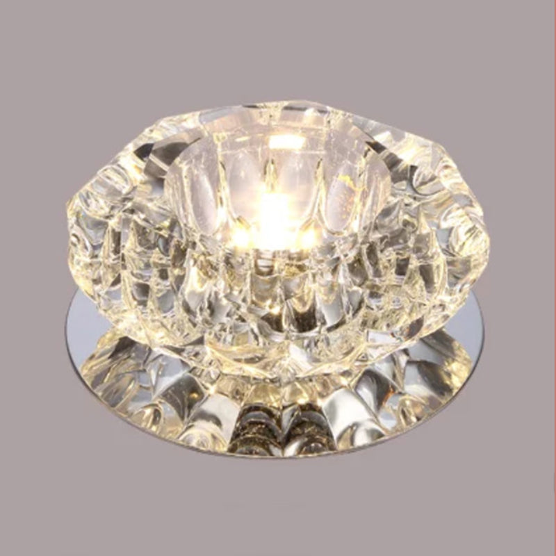 Modern Style Bowl Shape Ceiling Light Crystal 2 Light Ceiling Light with Hole 2-3.5'' Dia