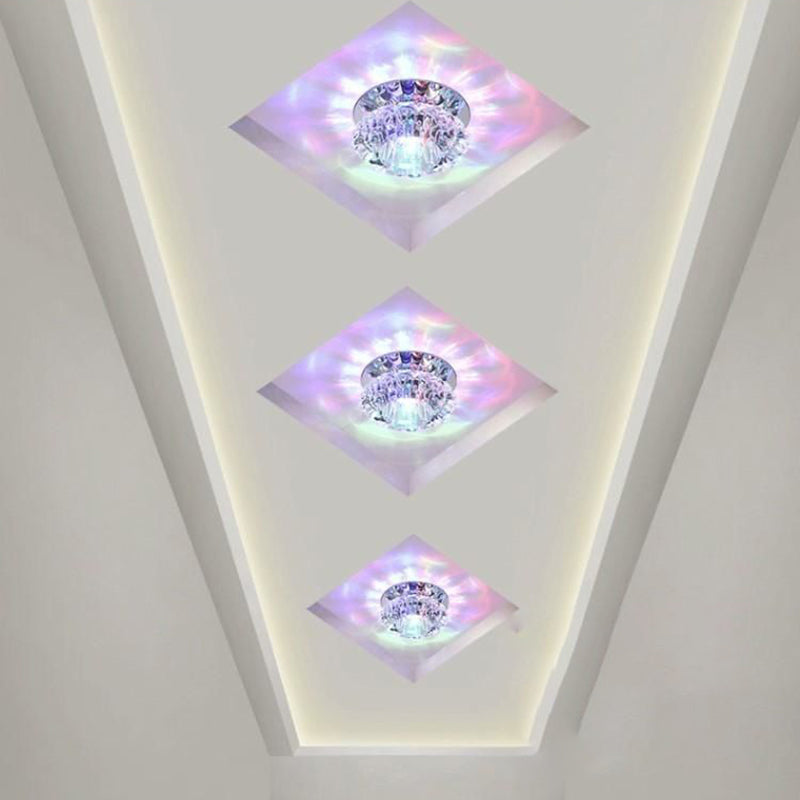 Modern Style Bowl Shape Ceiling Light Crystal 2 Light Ceiling Light with Hole 2-3.5'' Dia